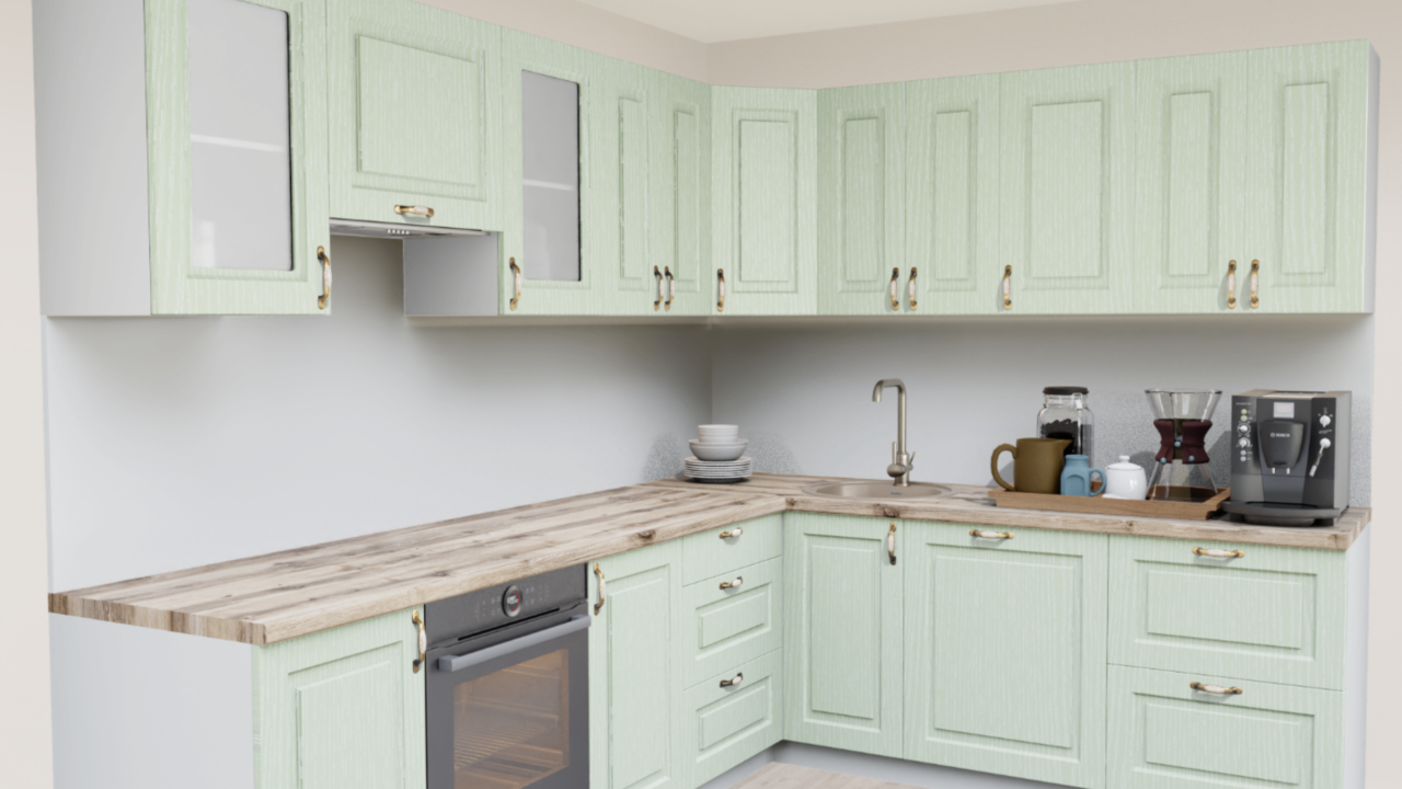 Кухня угловая Зелень патина