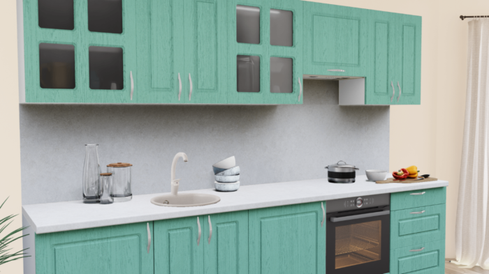 Кухня на заказ Патина дуб бирюза