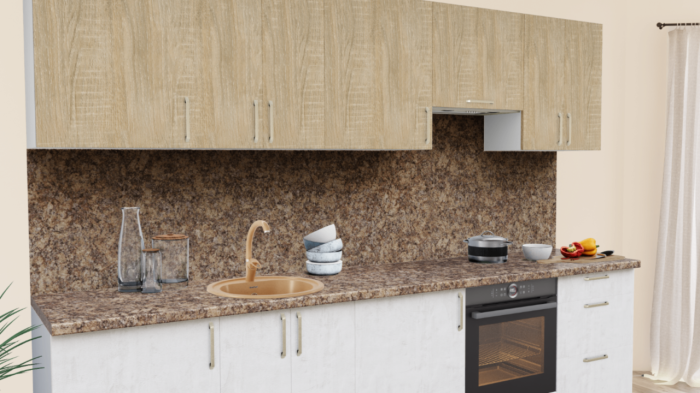 Кухня на заказ Дуб сонома светлый 512