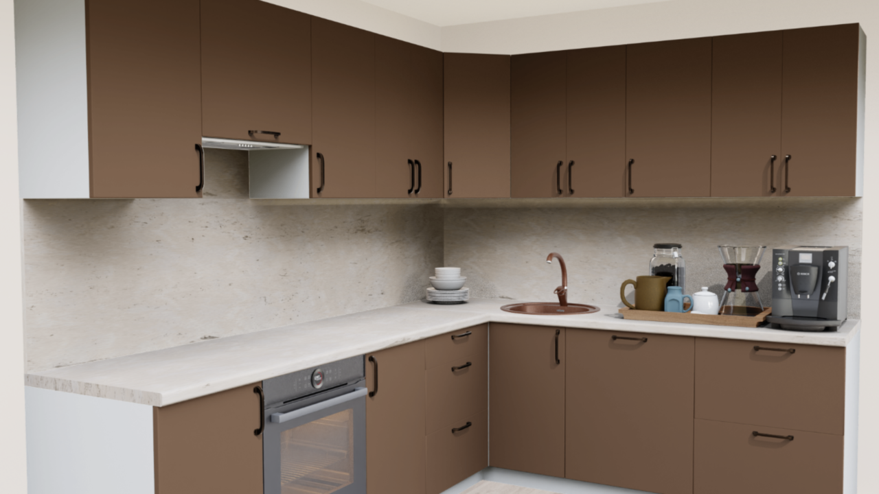 Кухня угловая Шоколад софт