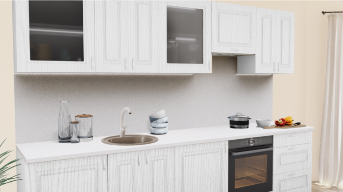 Кухня на заказ Патина Ясень серебристый