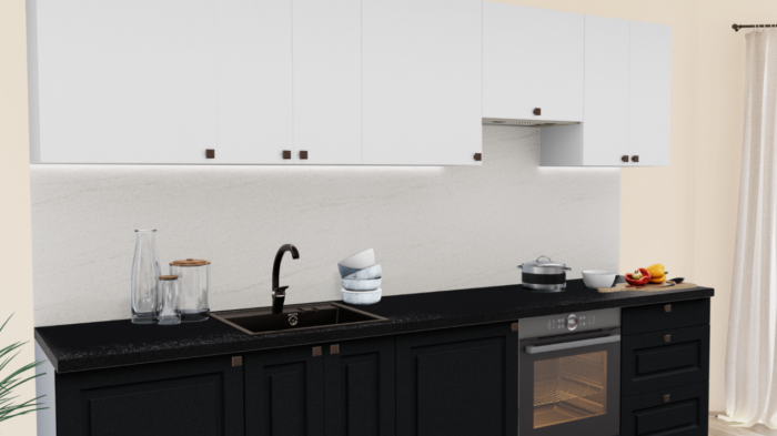 Кухня на заказ Белый матовый - Графит нубук