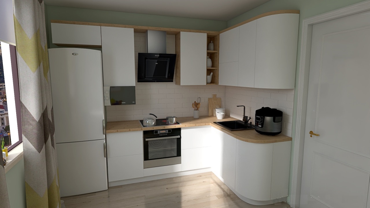 Кухня угловая Белый софт