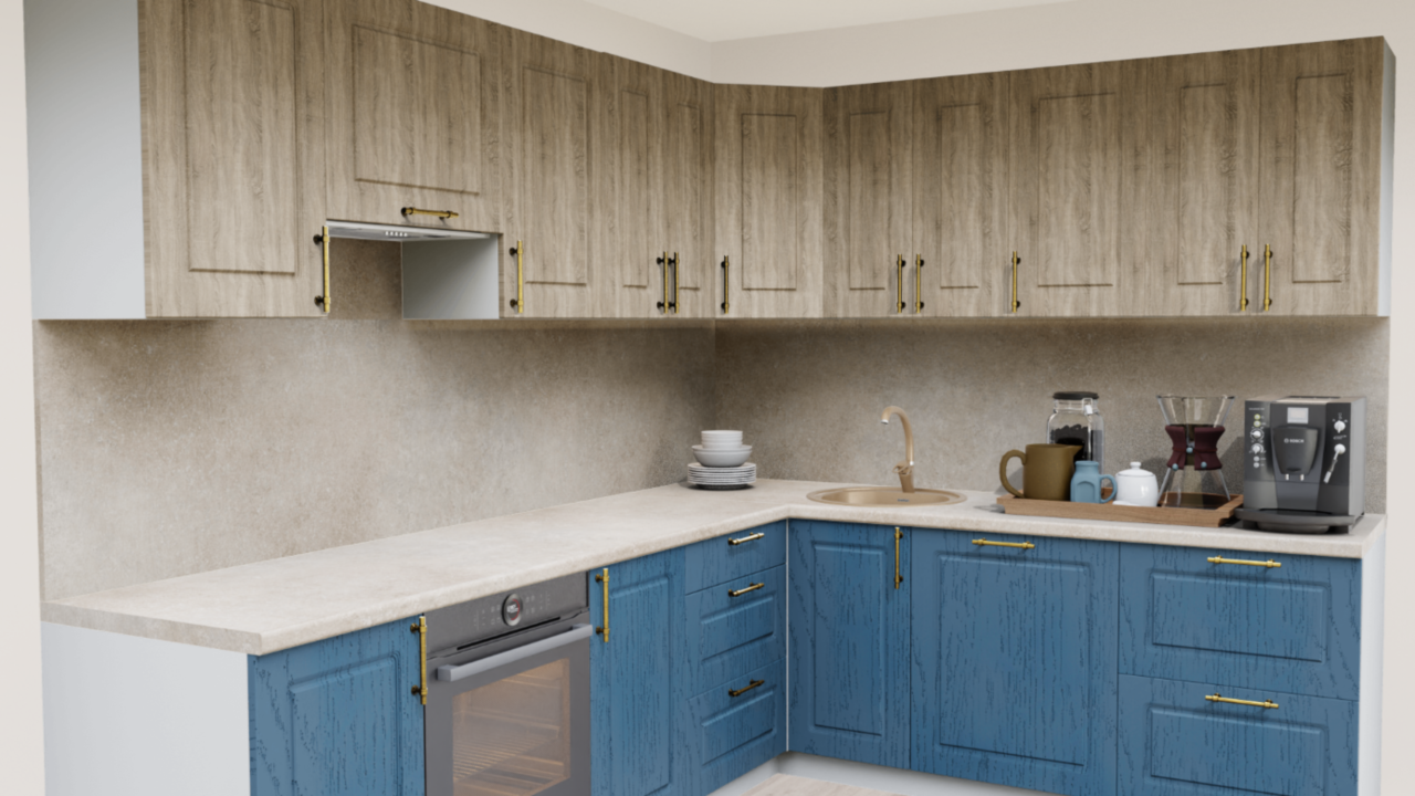 Кухня угловая Дуб светлый - Дуб адриатика