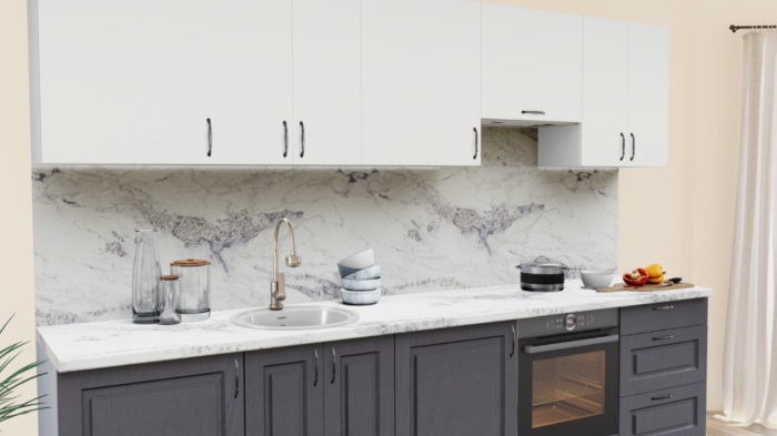 Кухня на заказ Белый теплый - Роялвуд графит