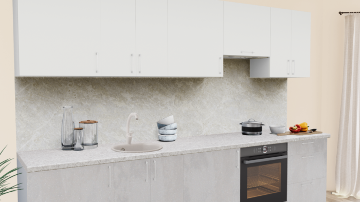 Кухня на заказ Белый теплый 1200