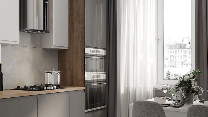 Кухня на заказ Нео 2115 Графит глянец