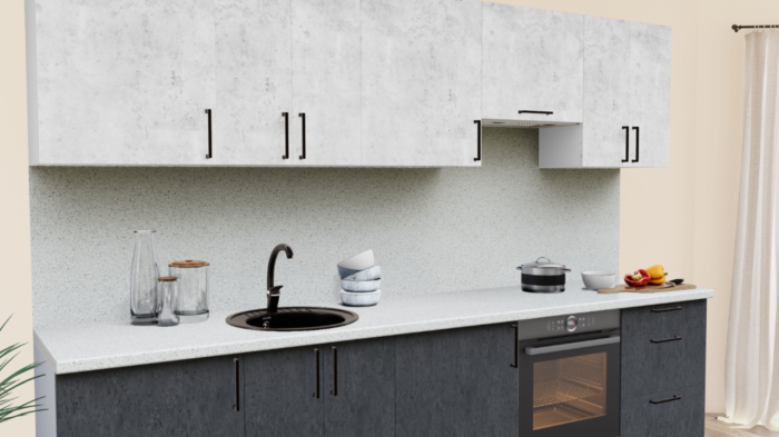 Кухня на заказ Бетон светлый - Бетон темный