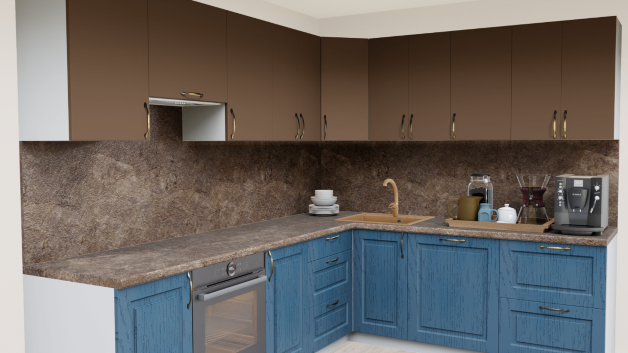 Кухня угловая Шоколад софт - Дуб адриатика