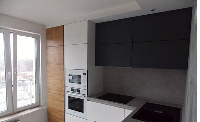 Кухня угловая FENIX NTM белый/графит