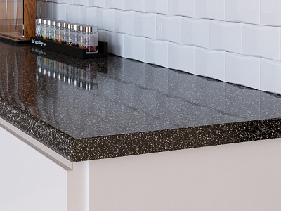 Столешница 7103/1А черный кристалл ГЛ 3000х600х27