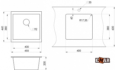 Мойка Emar EMQ-1455.P, Топаз